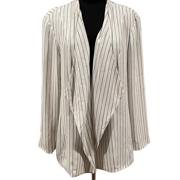 Chico's Jackets & Blazers - Chico's Cream and Black Striped Blazer